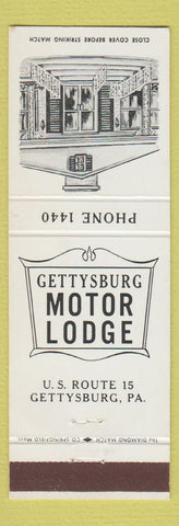 Matchbook Cover - Gettysburg Motor Lodge PA