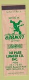 Matchbook Cover - Du Page Lumber West Chicago IL