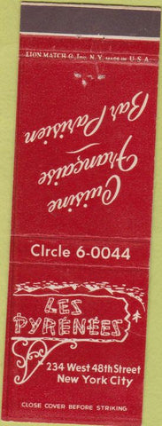 Matchbook Cover - Les Pyrenees New York City