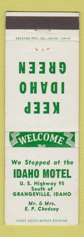 Matchbook Cover - Idaho Motel Grangeville ID