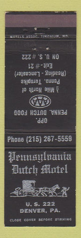 Matchbook Cover - Pennsylvania Dutch Motel Denver PA