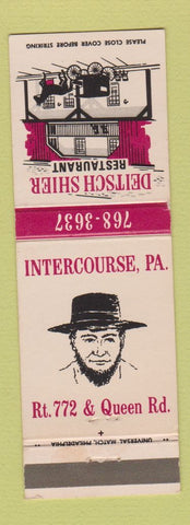 Matchbook Cover - Deitsch Shier Restaurant Intercourse PA