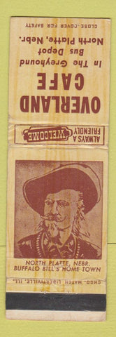 Matchbook Cover - Overland Cafe North Platte NE Buffalo Bill
