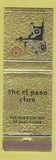 Matchbook Cover - El Paso Club El Paso TX
