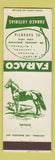 Matchbook Cover - Faraco Lottery Brazil Horse