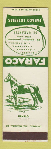 Matchbook Cover - Faraco Lottery Brazil Horse