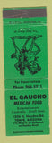 Matchbook Cover - El Gaucho Mexican Food Tempe AZ Mexican