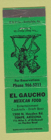 Matchbook Cover - El Gaucho Mexican Food Tempe AZ Mexican