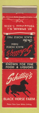 Matchbook Cover - Schillig's Black Horse Farm Mount Ephraim NJ