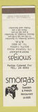 Matchbook Cover - Smorgas Swedish French Restaurant South Yarra Australia SAMPLE