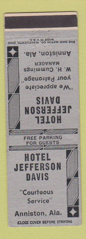 Matchbook Cover - Hotel Jefferson Davis Anniston AL