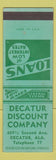 Matchbook Cover - Decatur Discount Loans AL SAMPLE