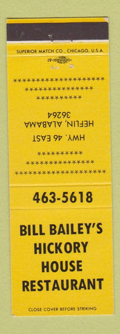 Matchbook Cover - Bill Bailey's Hickory House Restaurant Heflin AL