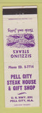 Matchbook Cover - Pell City Steak House Gift Shop Pell City AL