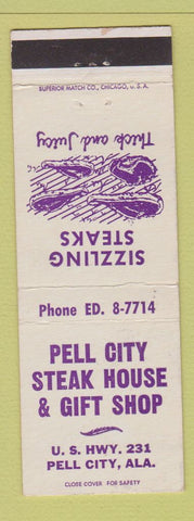 Matchbook Cover - Pell City Steak House Gift Shop Pell City AL