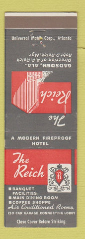 Matchbook Cover - Reich Hotel Gadsden AL