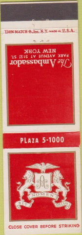 Matchbook Cover - The Ambassador Hotel New York City
