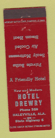 Matchbook Cover - Hotel Drewry Haleyville AL