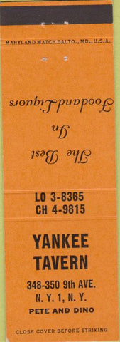 Matchbook Cover - Yankee Tavern New York City
