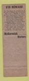 Matchbook Cover - McCormick Motors Dodge Lincoln ME