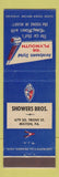 Matchbook Cover - 1956 Plymouth Showers Bros Milton PA