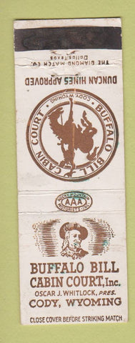 Matchbook Cover - Buffalo Bill Cabin Court Motel Cody WY WORN