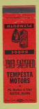 Matchbook Cover - Tempesta Motors Dodge Plymouth Dexter ME