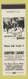 Matchbook Cover - Junipine Cabins Flagstaff AZ Mobil oil gas