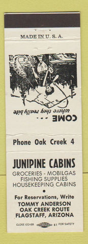 Matchbook Cover - Junipine Cabins Flagstaff AZ Mobil oil gas