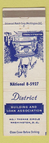 Matchbook Cover - District Building and Loan Association Washington DC