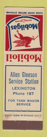 Matchbook Cover - Mobil oil gas Lexington Allen Gleeson NY