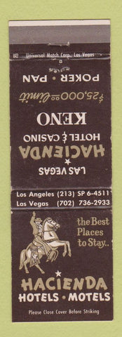 Matchbook Cover - Hacienda Hotels Motels Las Vegas NV Bakersfield Fresno Indio