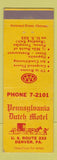 Matchbook Cover - Pennsylvania Dutch Motel Denver PA