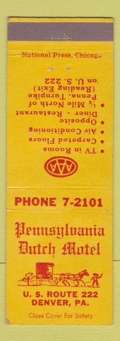 Matchbook Cover - Pennsylvania Dutch Motel Denver PA