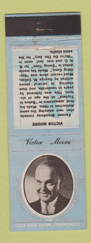 Matchbook Cover - 1930's Diamond Movie Stars Victor Moore BLUE