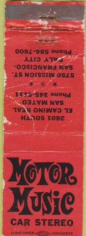 Matchbook Cover - Car Stereos San Mateo San Francisco CA POOR