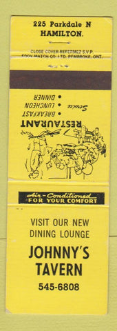 Matchbook Cover - Johnny's Tavern Hamilton ON