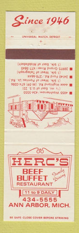 Matchbook Cover - Herc's Beef Buffet Ann Arbor MI