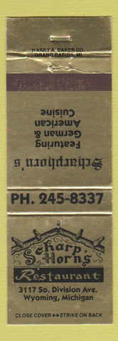 Matchbook Cover - Scharp Horn's Restaurant Wyoming MI