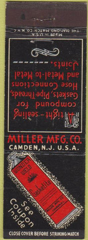 Matchbook Cover - Miller Gasketite wonder weld Camden NJ