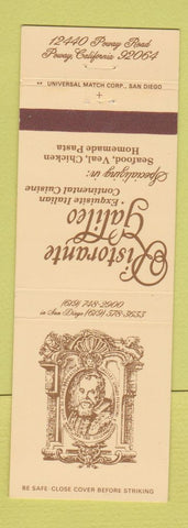 Matchbook Cover - Ristorante Galileo  Poway CA