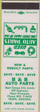 Matchbook Cover - B and B Auto Parts Tempe AZ