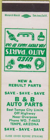 Matchbook Cover - B and B Auto Parts Tempe AZ