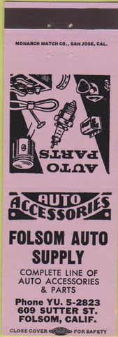 Matchbook Cover - Folsom Auto Supply Folsom CA