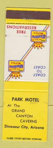 Matchbook Cover - Park Motel Dinosaur City AZ Best Western