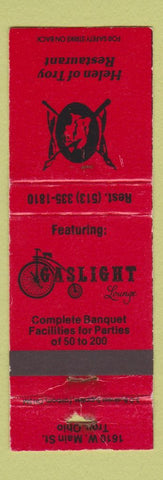 Matchbook Cover - Helen of Troy Restaurant Troy OH WORN