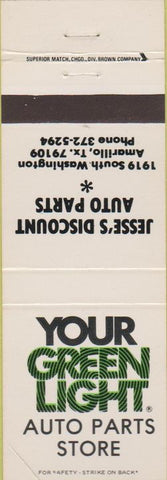 Matchbook Cover - Green Light Auto Parts Amarillo TX