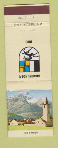 Matchbook Cover - Switzerland Sils Baselgia Graubunden
