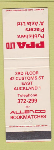 Matchbook Cover - Publishers Placers Asia Allenco Matches Auckland New Zealand