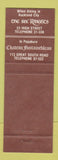 Matchbook Cover - The Six Knights Cheateau Fontainebleau Auckland New Zealand